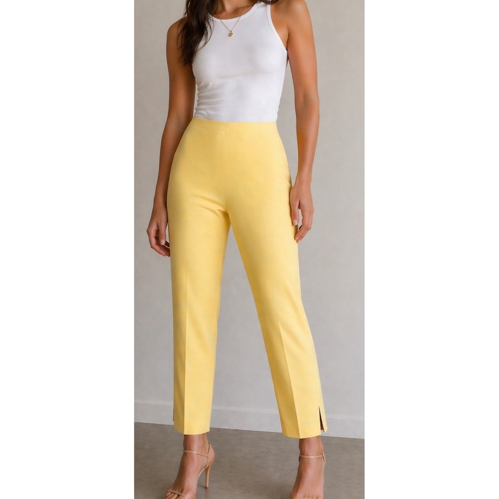 Spring Luxe Lemon Yellow Pants Slim Crop Officecore Preppy Power Dressing NWT